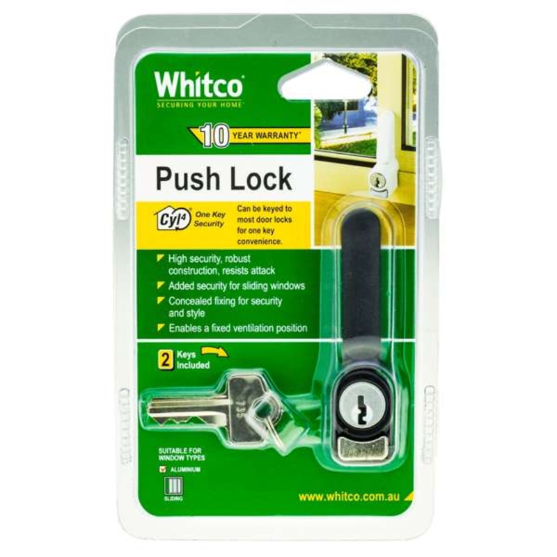 Whitco Sliding Window Push Lock – Black