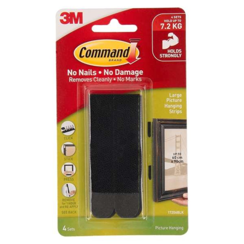 Command Picture Hanging Strips Large Black – 4 Pack