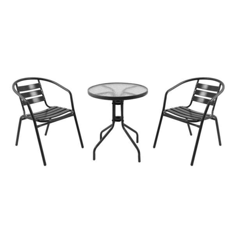 Cancun Steel Bistro Setting Black – 3 Piece