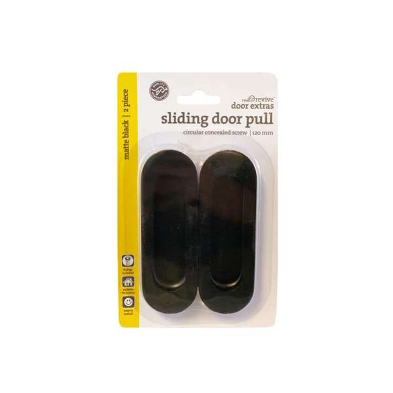 Trio Revive Circular Concealed Sliding Door Pull Black 120 x 40mm – 2 Pack