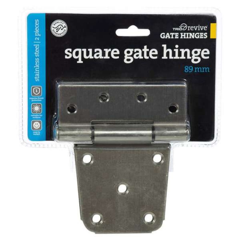 Trio Square Gate Hinge Stainless Steel 89mm – 2 Pack