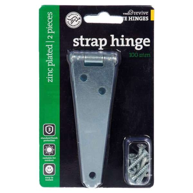 Trio Strap Hinge Zinc Plated 100mm – 2 Pack