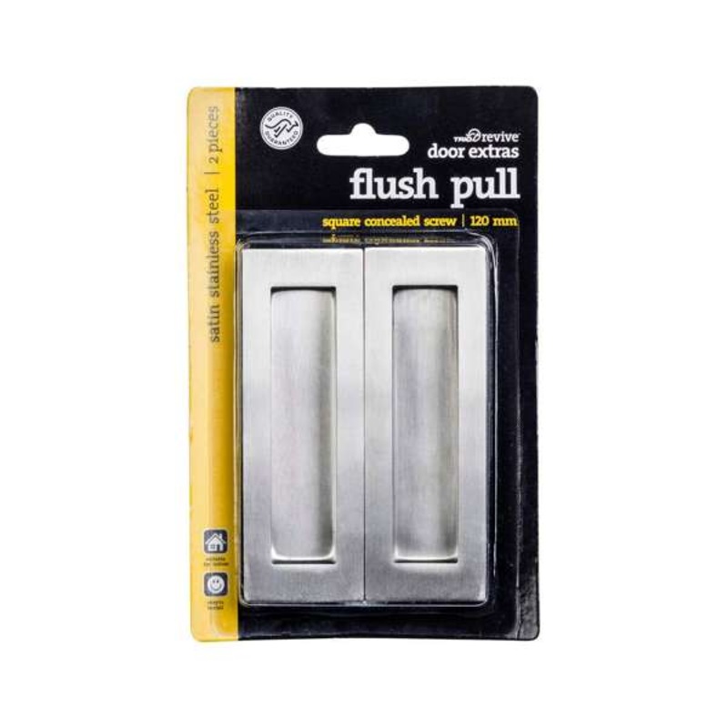 Trio Flush Pull Rectangular Satin Stainless Steel 120 x 40mm