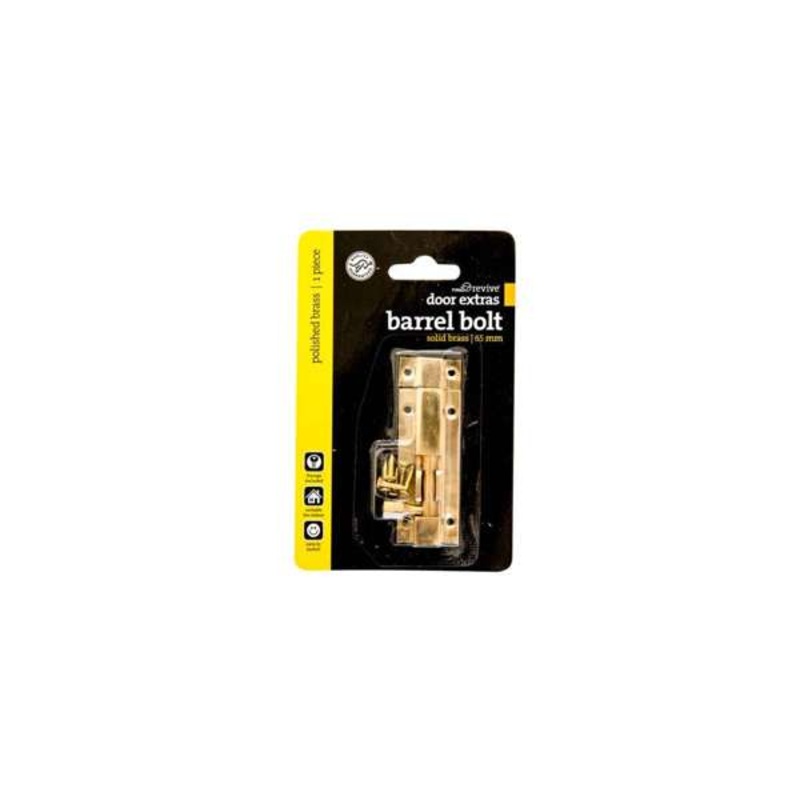Trio Barrel Bolt Polished Brass 25 x 65mm