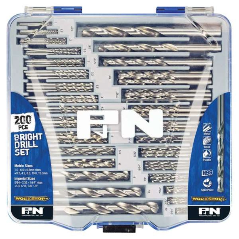 P&N Workshop Bright Drill Bit Set – 200 Piece