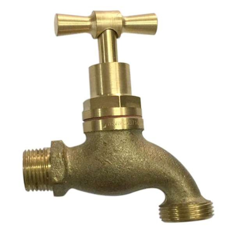 Mildon T Head Hose Cock Male Half Turn Ceramic 1/2 (15mm) Disc Rough Brass