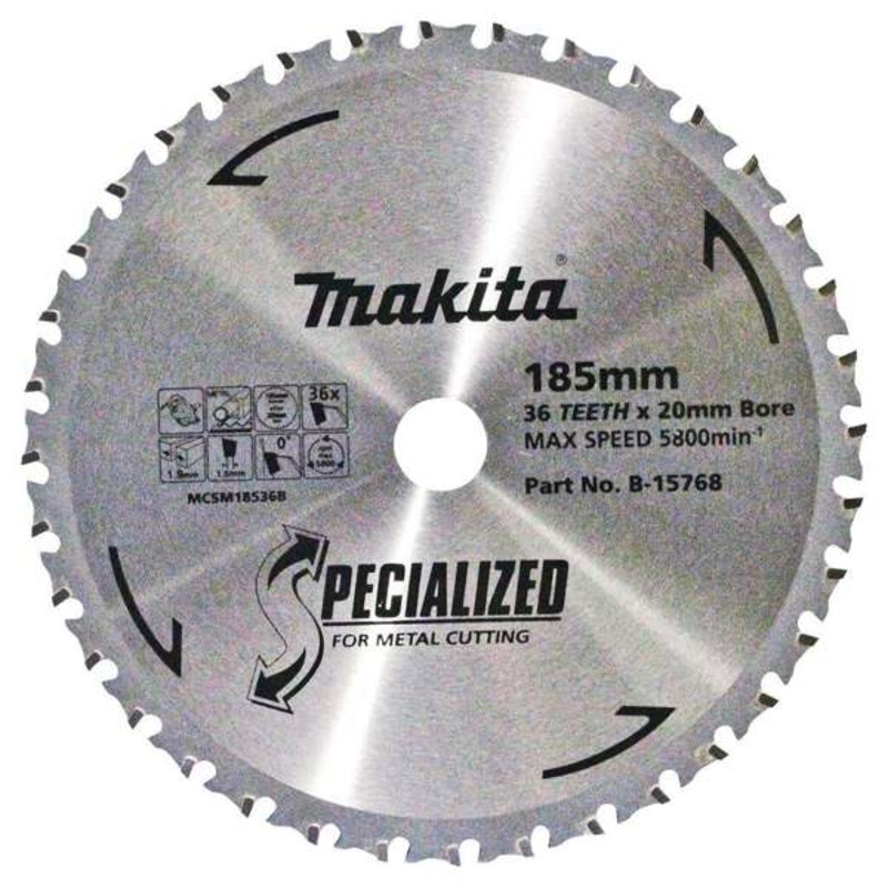Makita Specialized TCT Saw Blade Cold Metal Cutting 36T 185 x 20mm B-15768