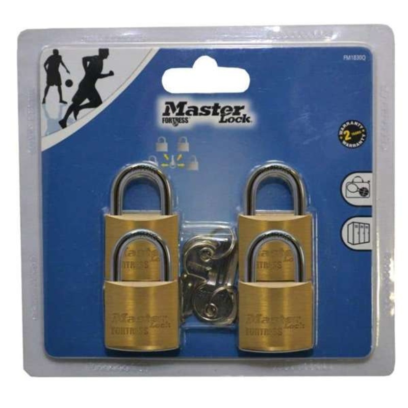 Master Lock Fortress Padlock Brass 30mm – 4 Pack
