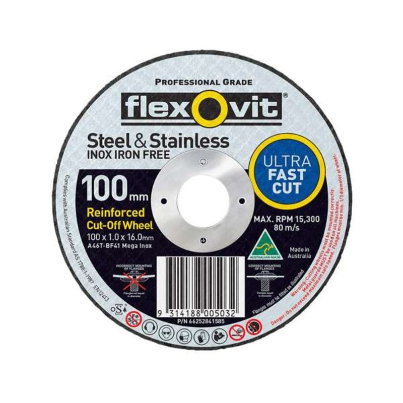 Flexovit Ultra Thin Cut-Off Wheel 100 x 16mm – 10 Pack