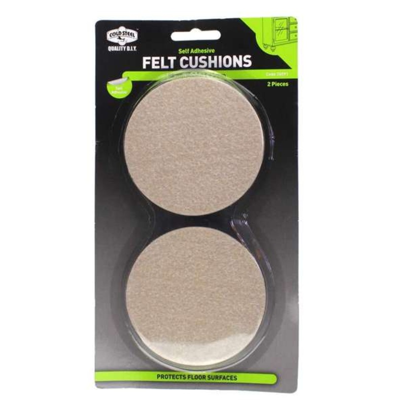 Cold Steel Felt Cushions Round Beige 89 x 15mm – 2 Pack