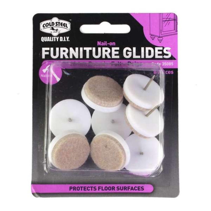 Cold Steel Furniture Glides Felt Nail-On Beige 25mm – 8 Pack
