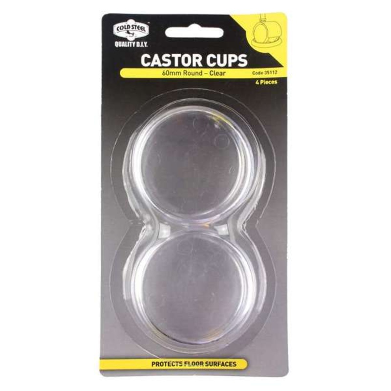 Cold Steel Plastic Castors Cups Clear 60mm – 4 Pack