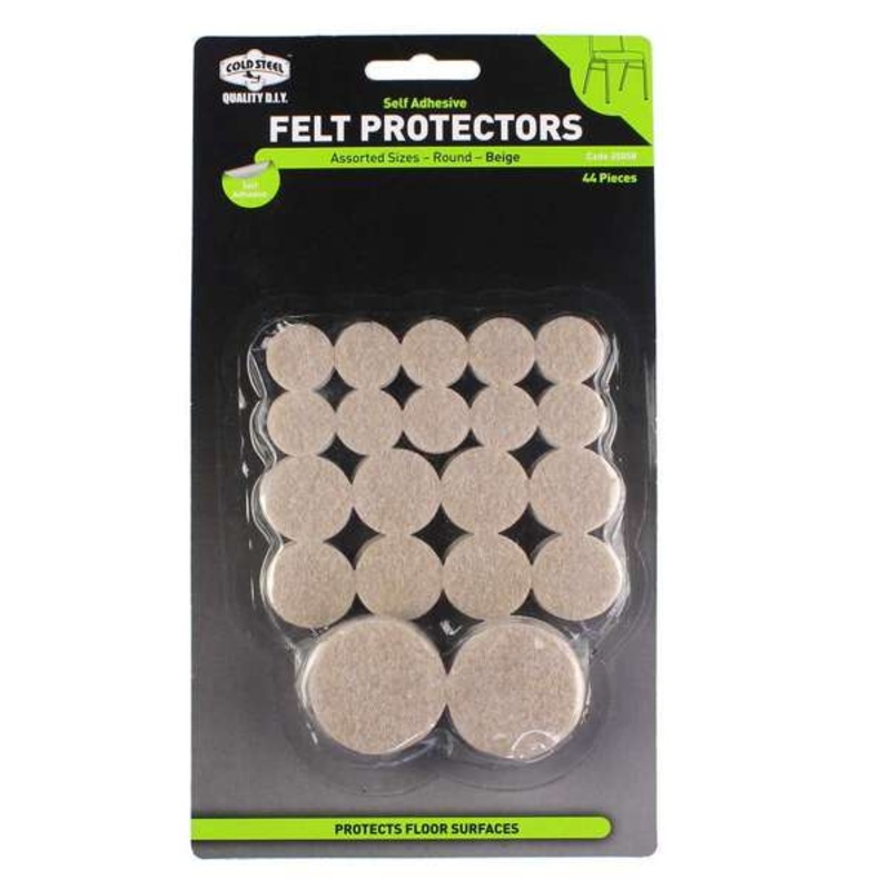 Cold Steel Round Felt Protectors Assorted Beige – 44 Pack