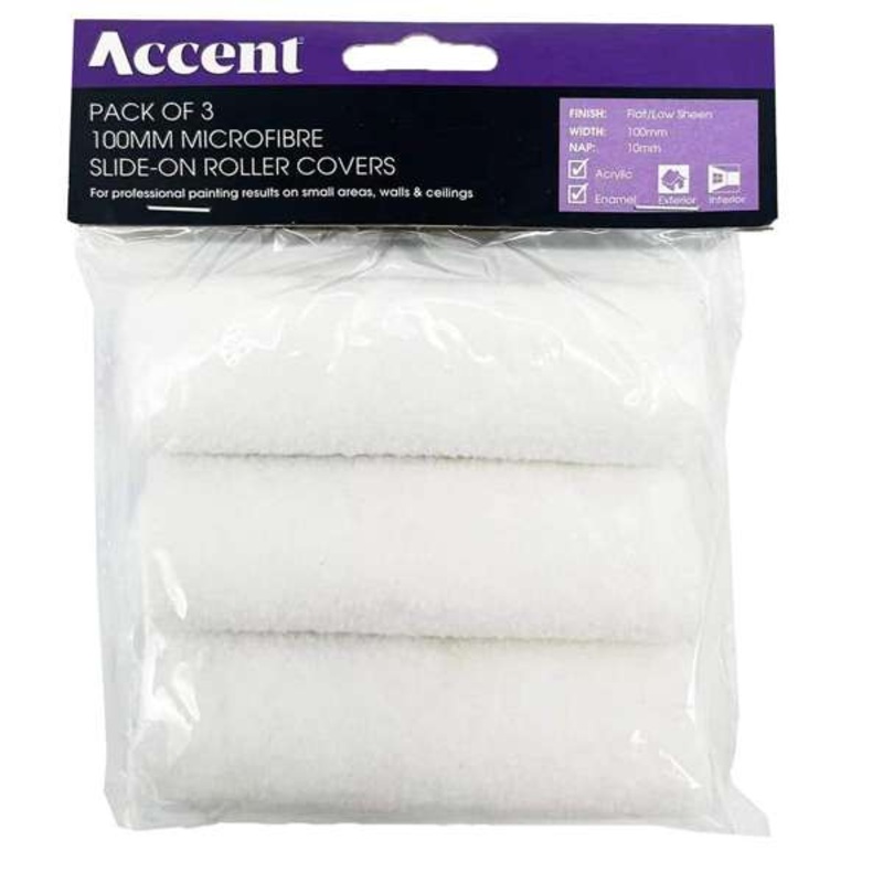 Accent Microfibre Roller Cover 100mm – 3 Pack