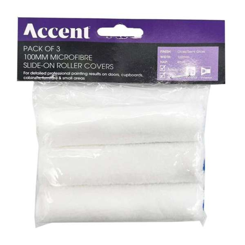 Accent Microfibre Roller Cover 4mm Nap 100mm – 3 Pack