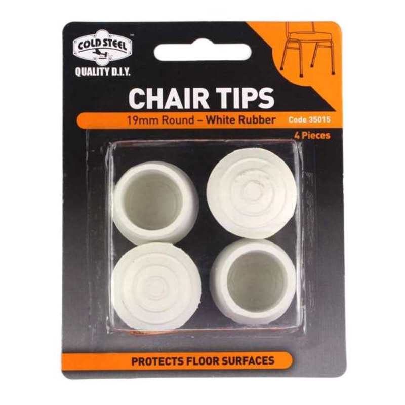 Cold Steel Chair Tips Round White Rubber 19mm – 4 Pack