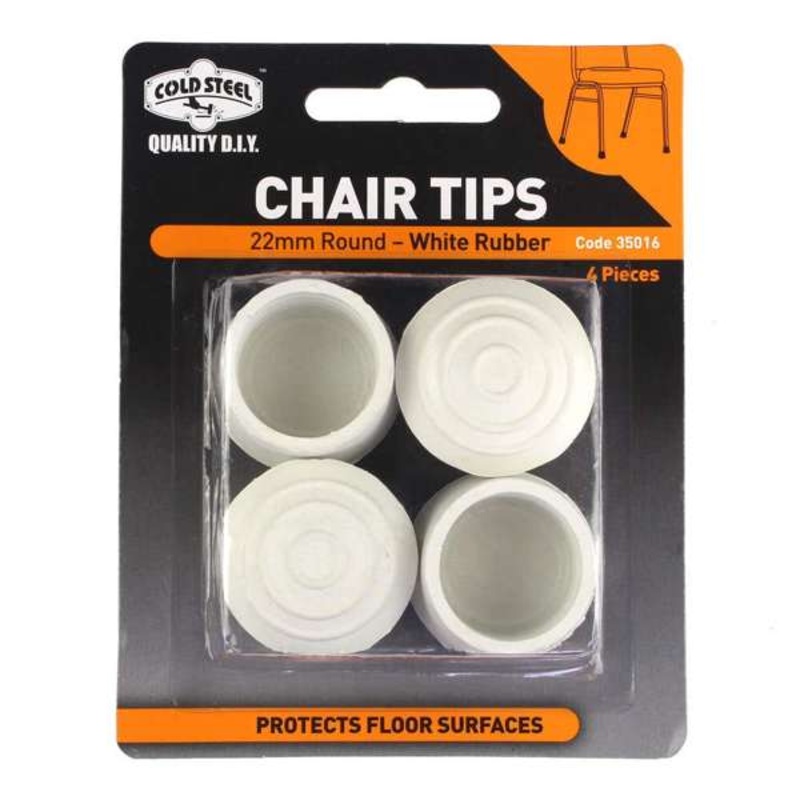 Cold Steel Chair Tips Round White Rubber 22mm – 4 Pack