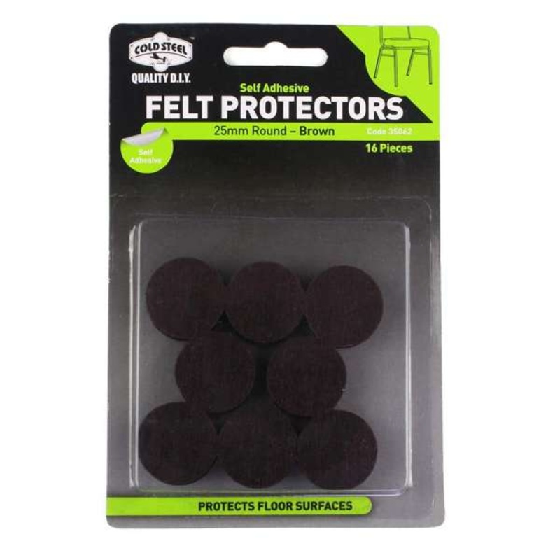 Cold Steel Felt Protectors Round Brown 25mm – 16 Pack