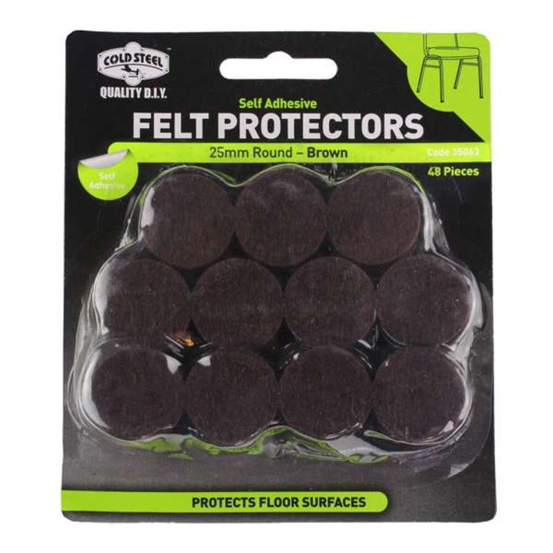 Cold Steel Felt Protectors Round Brown 25mm – 48 Pack