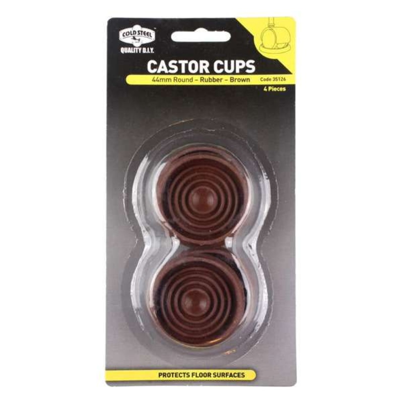 Cold Steel Round Rubber Castor Cups Brown 44mm – 4 Pack
