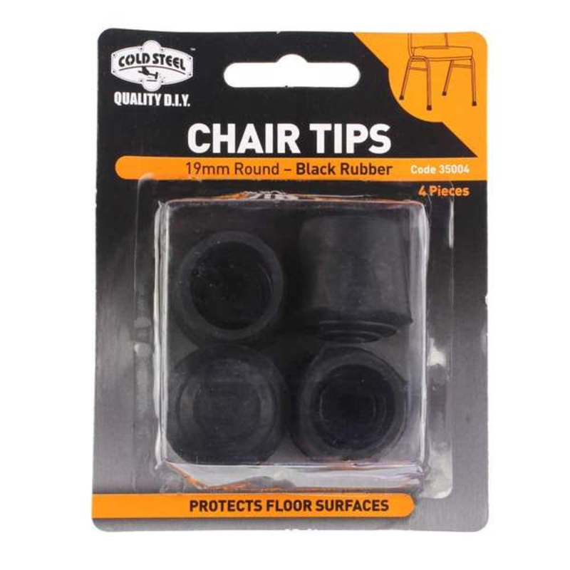Cold Steel Chair Tips Round Black Rubber 19mm – 4 Pack