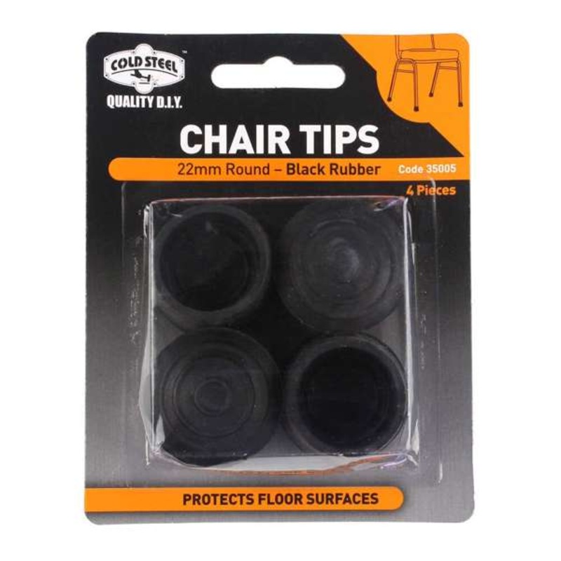 Cold Steel Chair Tips Round Black Rubber 22mm – 4 Pack