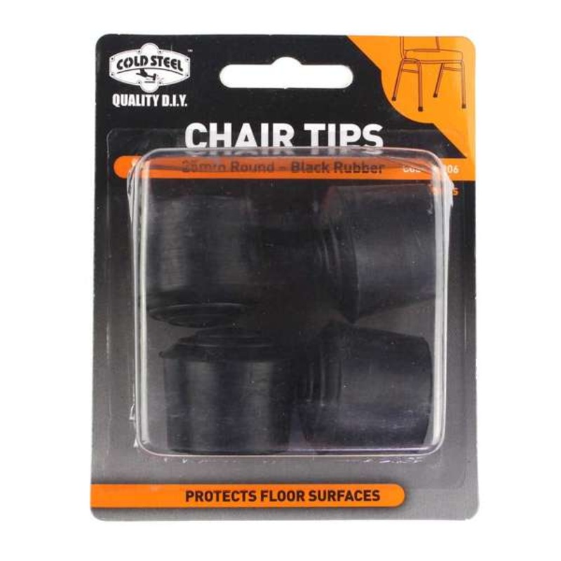 Cold Steel Chair Tips Round Black Rubber 25mm – 4 Pack