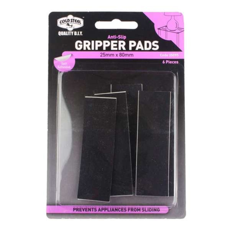 Cold Steel Gripper Pads Anti Slip Rubber Black 25 x 80mm – 6 Pack