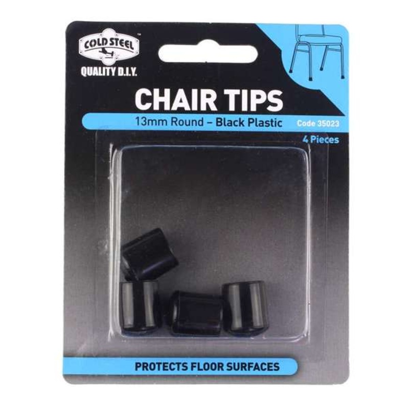 Cold Steel Round Plastic Chair Tips Black 13mm – 4 Pack