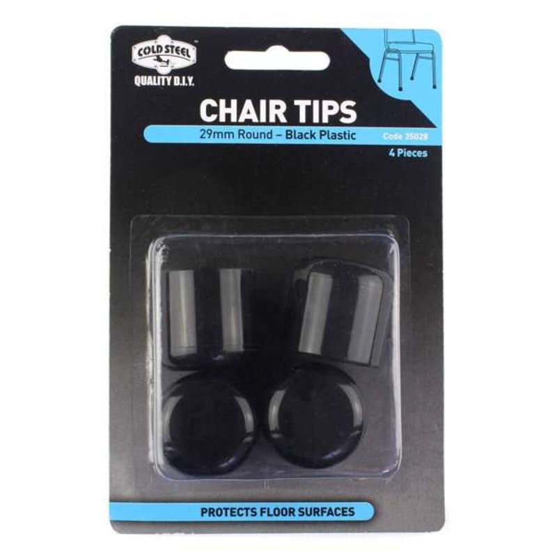 Cold Steel Round Plastic Chair Tips Black 29mm – 4 Pack