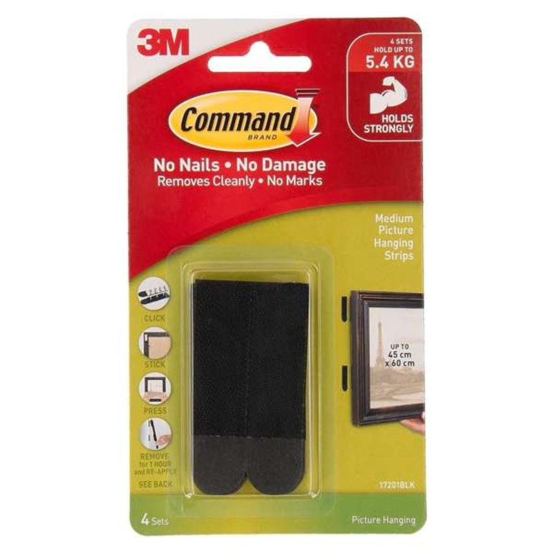Command Picture Hanging Strips Black Medium – 4 Pack