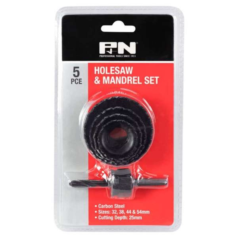 P&N Hole Saw & Mandrel Set – 5 Piece
