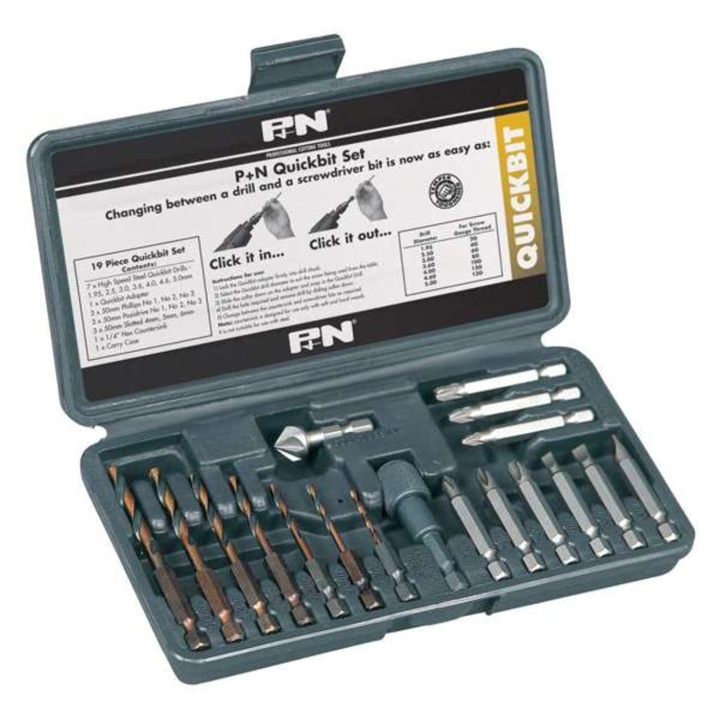 P&N Quickbit Impact Drill Set – 19 Piece