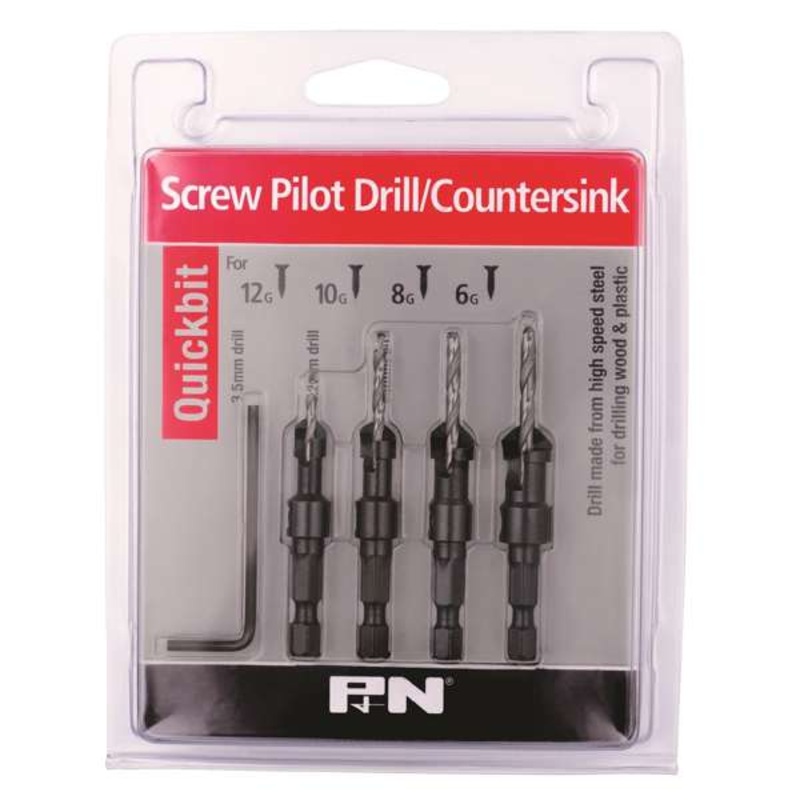 P&N Quickbit Screw Pilot Drill/Countersink Set – 5 Piece