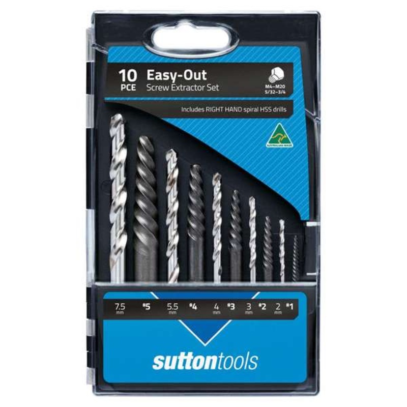 Sutton Tools Easy Out Screw Extractor Set – 10 Piece