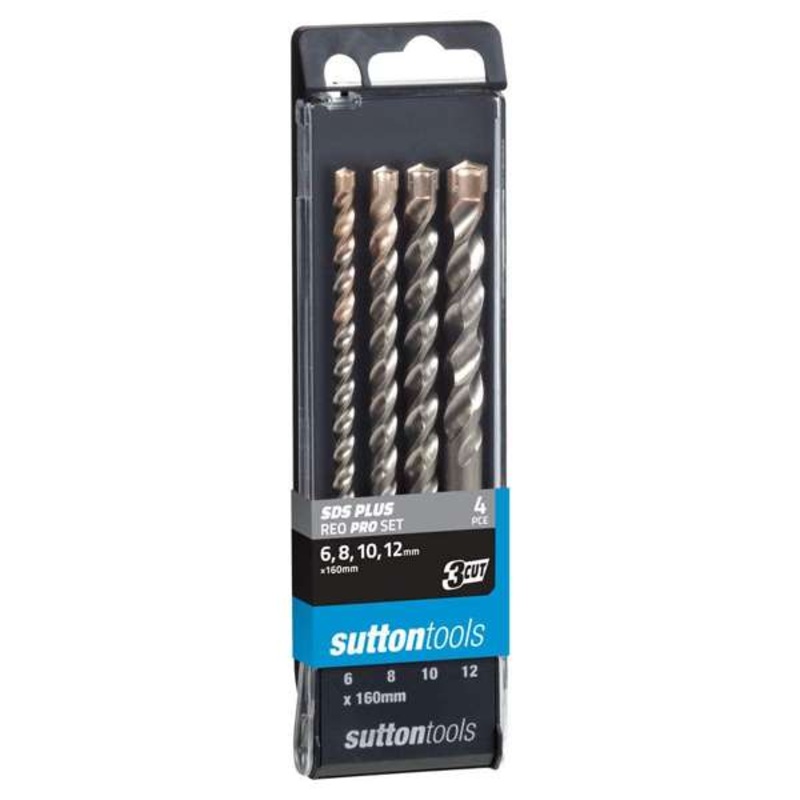 Sutton Tools Masonry Drill Bit Set 3 Cut SDS Plus Reo Pro – 4 Piece