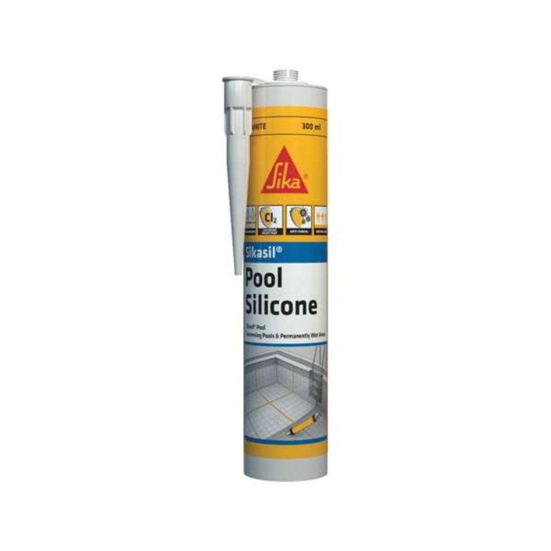 Sika 300ml White Premium Swimming Pool Silicone Sealant – White