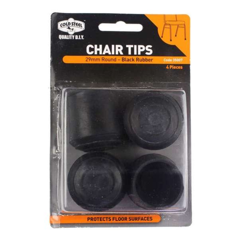 Cold Steel Chair Tips Round Black Rubber 29mm – 4 Pack