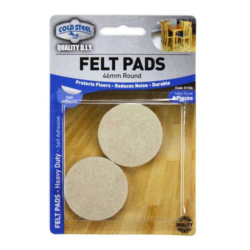 Cold Steel Felt Pads Round Heavy Duty Beige 46mm – 4 Pack