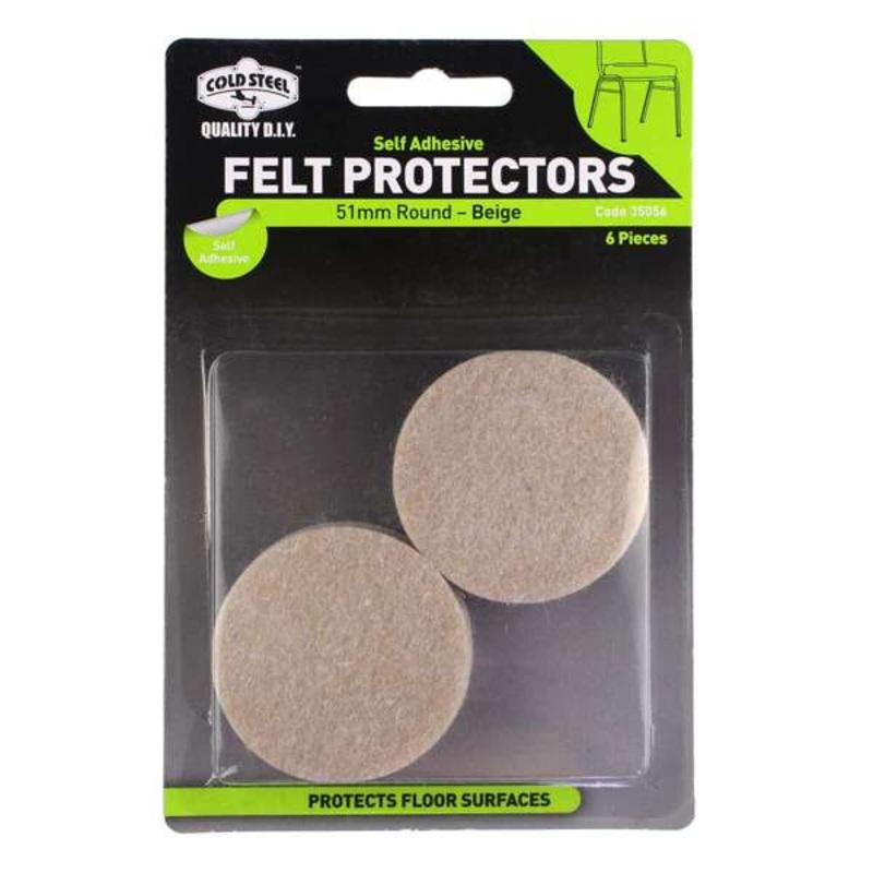 Cold Steel Felt Protectors Round Beige 51mm – 6 Pack