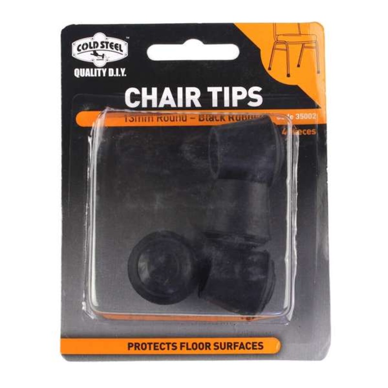 Cold Steel Chair Tips Round Black Rubber 13mm – 4 Pack