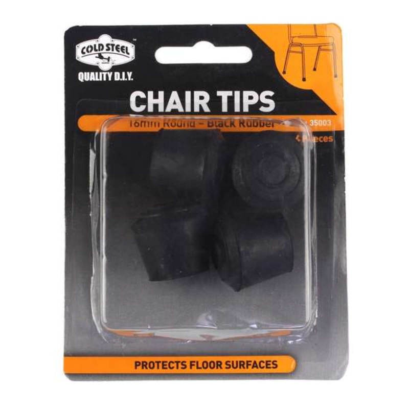 Cold Steel Chair Tips Round Black Rubber 16mm – 4 Pack