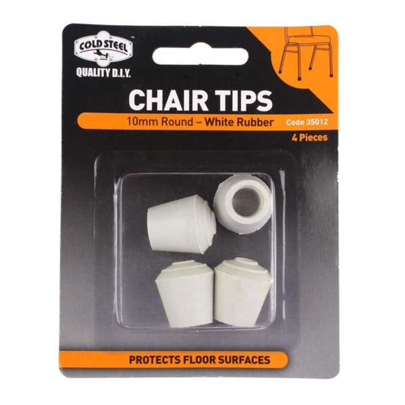 Cold Steel Chair Tips Round White Rubber 10mm – 4 Pack
