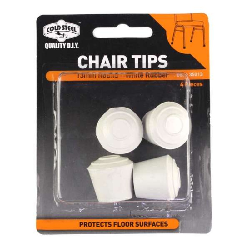 Cold Steel Chair Tips Round White Rubber 13mm – 4 Pack
