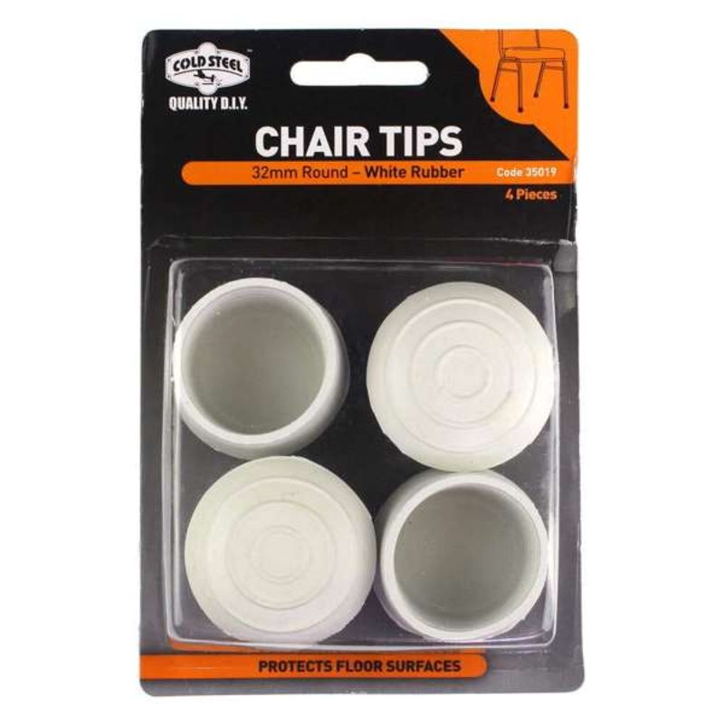 Cold Steel Chair Tips Round White Rubber 32mm – 4 Pack
