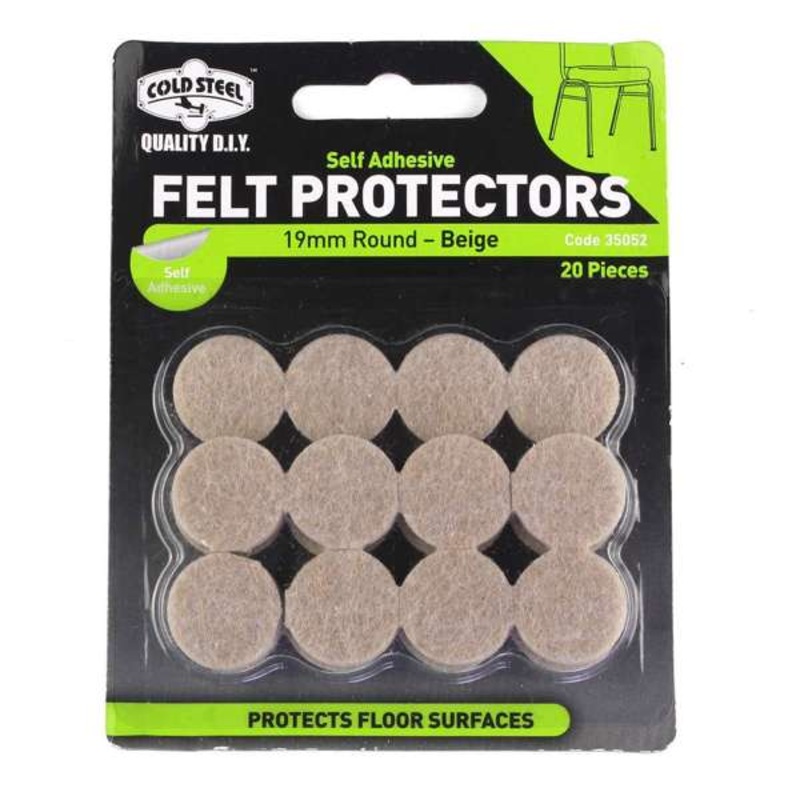 Cold Steel Felt Protectors Round Beige 19mm – Pack 20