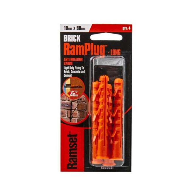 Ramset Brick RamPlug Long Anti-Rotation Barbs 10 x 80mm – 4 Pack