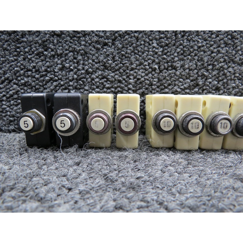 W58-XC4C12A-5, MP-1600T-10, MP-1596-60 Cessna 182M Circuit Breaker Set of 13