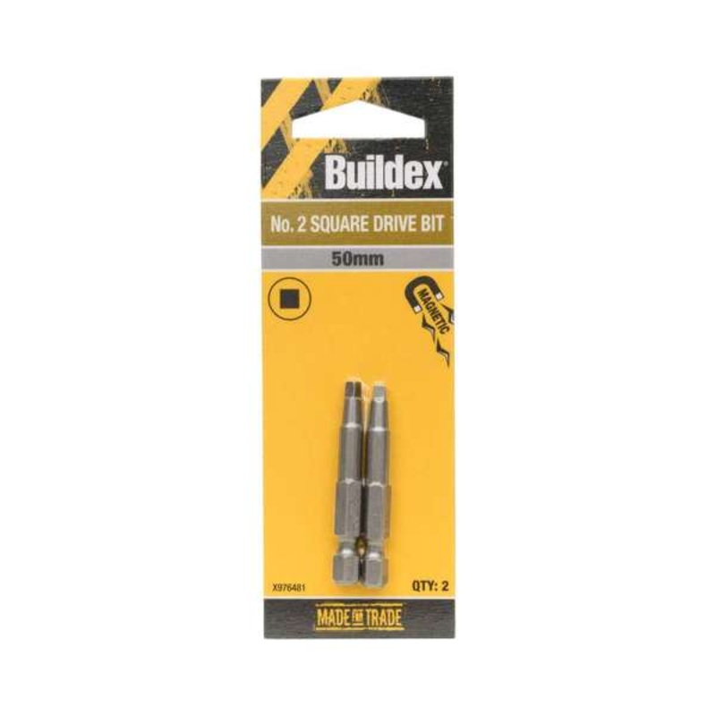 Buildex Bit Screwdriver Square No.2 x 50mm – 2 Pack