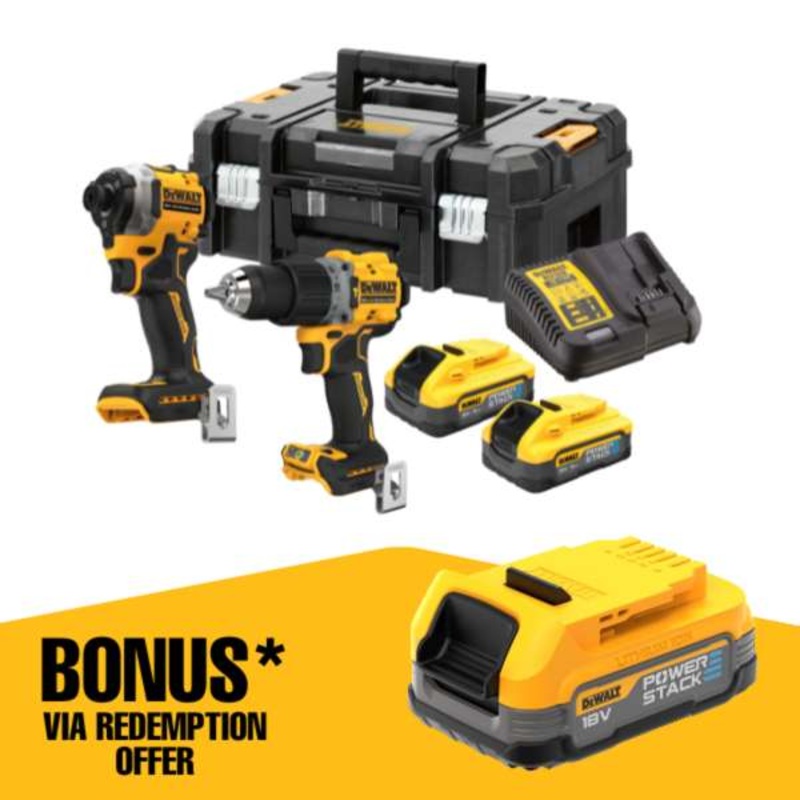 DeWalt 18V XR Brushless Compact 5.0Ah Powerstack Kit – 2 Piece DCK2050H2T- x E